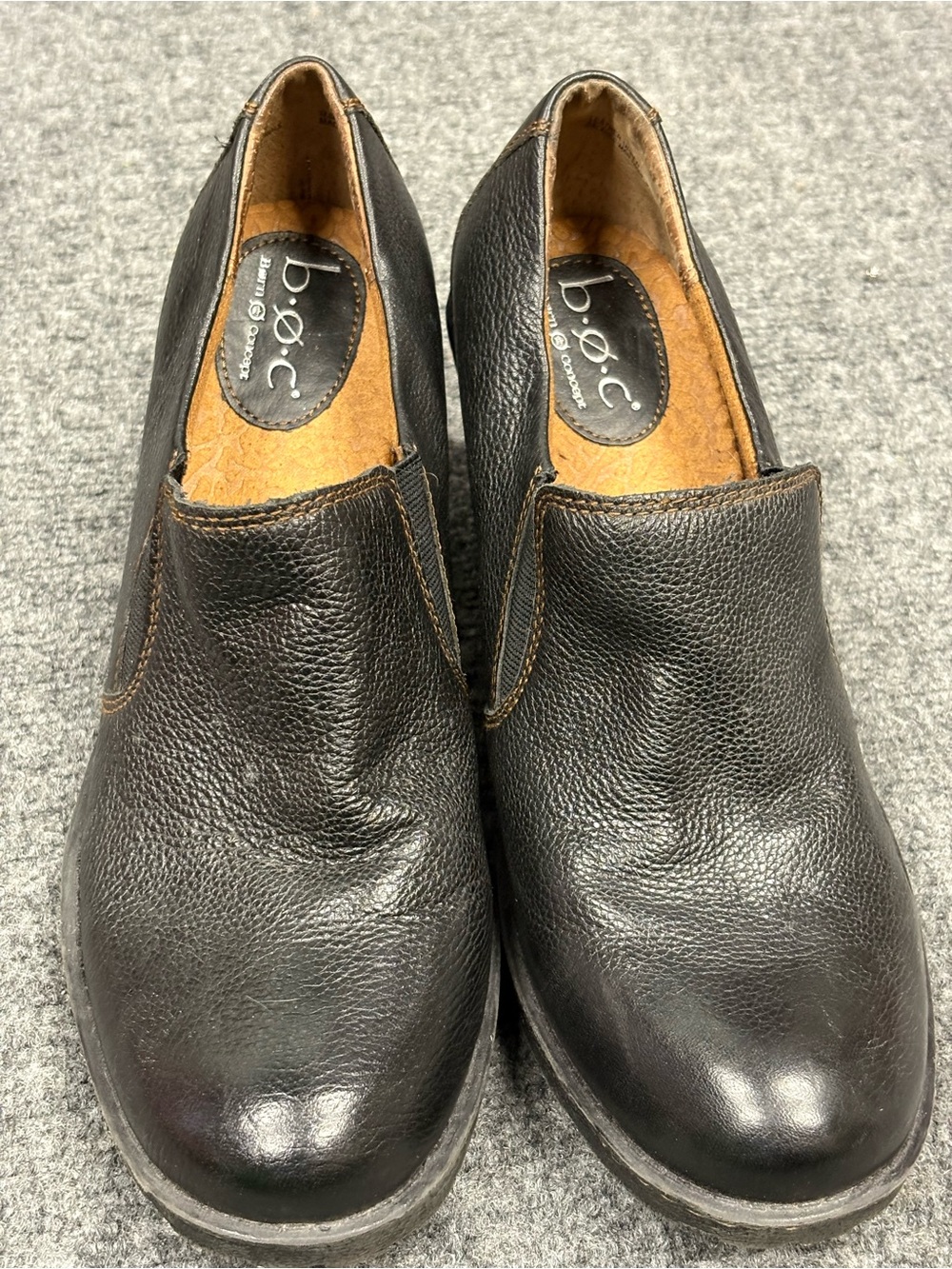 b.o.c. Black Pebbled Leather Slip-On Women's Heels